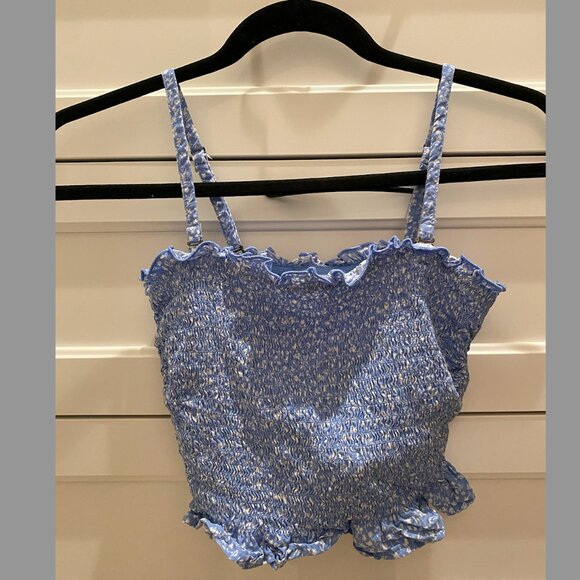 Hollister: Women's Blue and White Crop-top - Picture 1 of 2